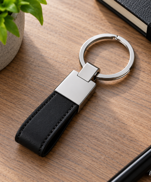 Custom keychain printing and engraving by Fabrica Printing featuring personalized metal, leather and promotional keychains with company logos for corporate gifts and branding.