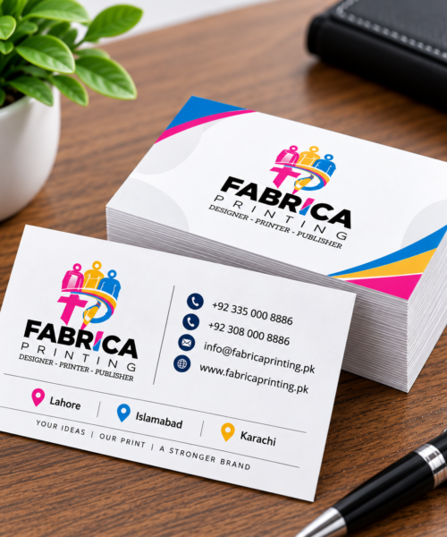 Custom business card printing by Fabrica Printing featuring professionally designed branded business cards for companies, businesses and organizations.